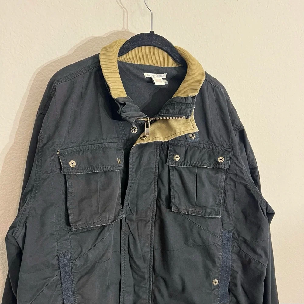 Carbob2Cobalt men’s navy field utility cotton jacket ribbed contrast collar sz L